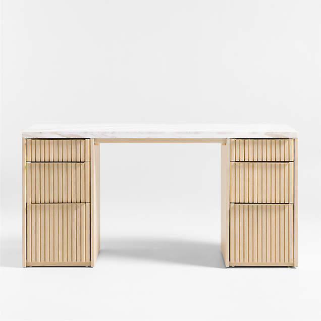 Keane 65" Weathered Natural Wood Desk with Outlets + Reviews | Crate & Barrel | Crate & Barrel