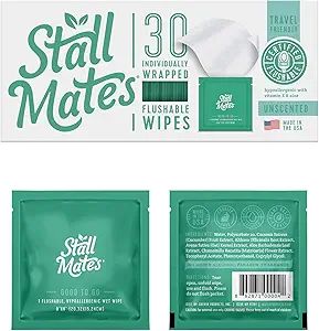 Stall Mates Wipes - Flushable Wipes | Individually Wrapped | Travel Friendly | Unscented with Vit... | Amazon (US)