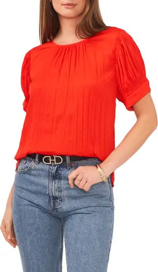 Shirred Neck Rumpled Satin Blouse | Nordstrom