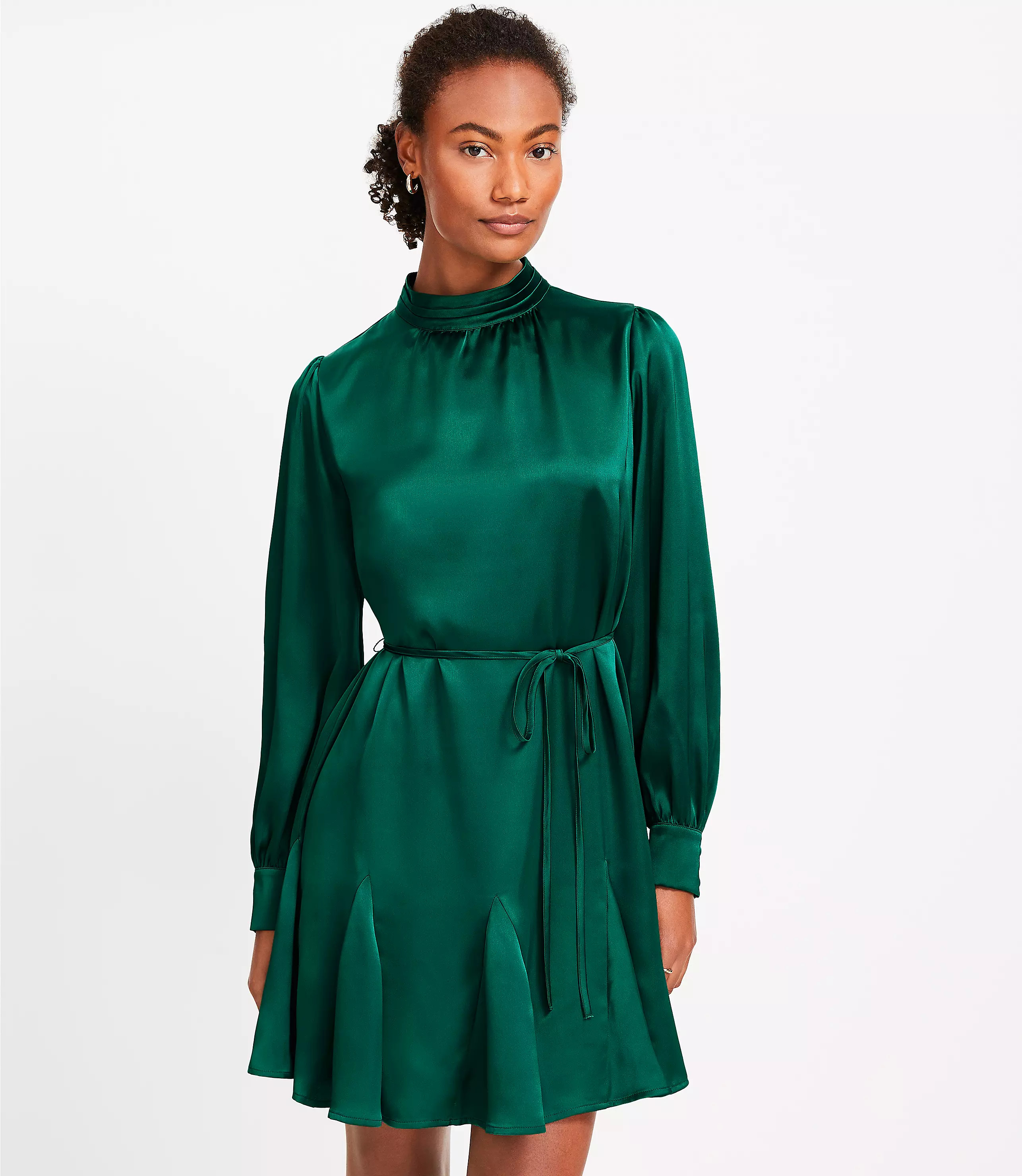 Petite Satin Godet Mini Dress | LOFT