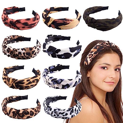 SIQUK 9 Pcs Leopard Headbands Twist knot Headband Wide Hairbands for Women and Girls | Amazon (US)