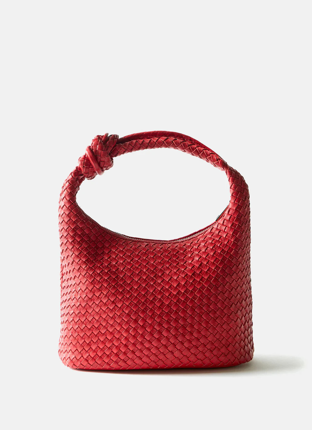 Red Leather Woven Knot Handle Bag | Mint Velvet