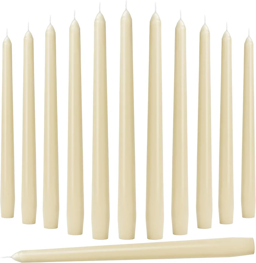 10-Inch Ivory Taper Candles - Dripless Smokeless Tapered Candle Cream Unscented Candlesticks Para... | Amazon (US)