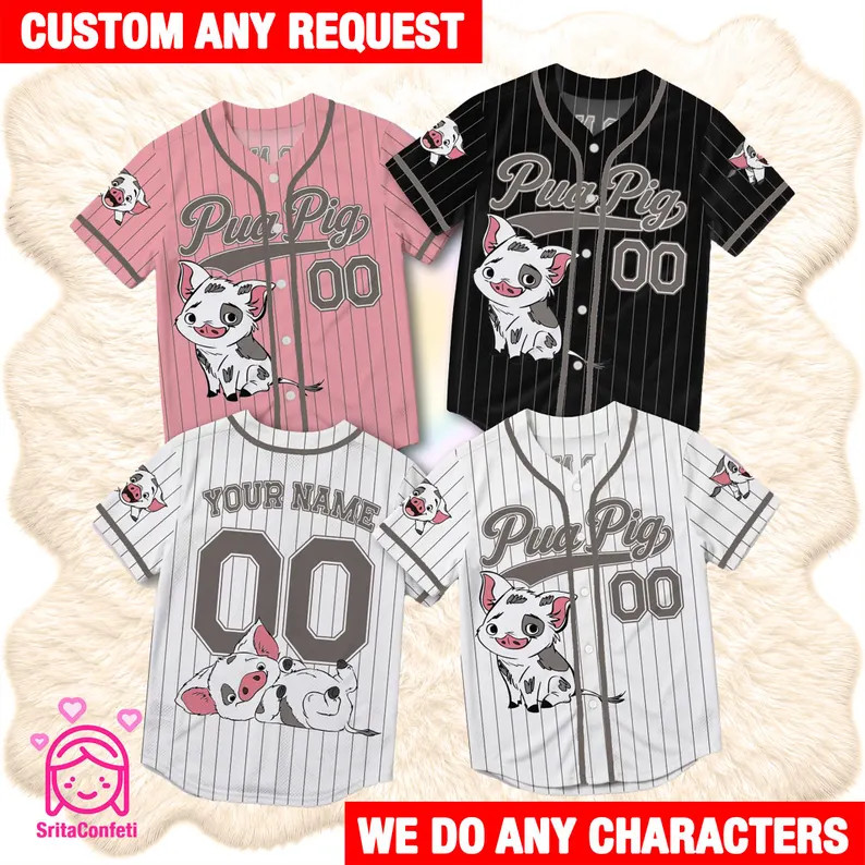 Custom Pua Pig Baseball Jersey, Personalized Tropical Pig Shirt, Family Matching Vacation Jersey,... | Etsy (Global)