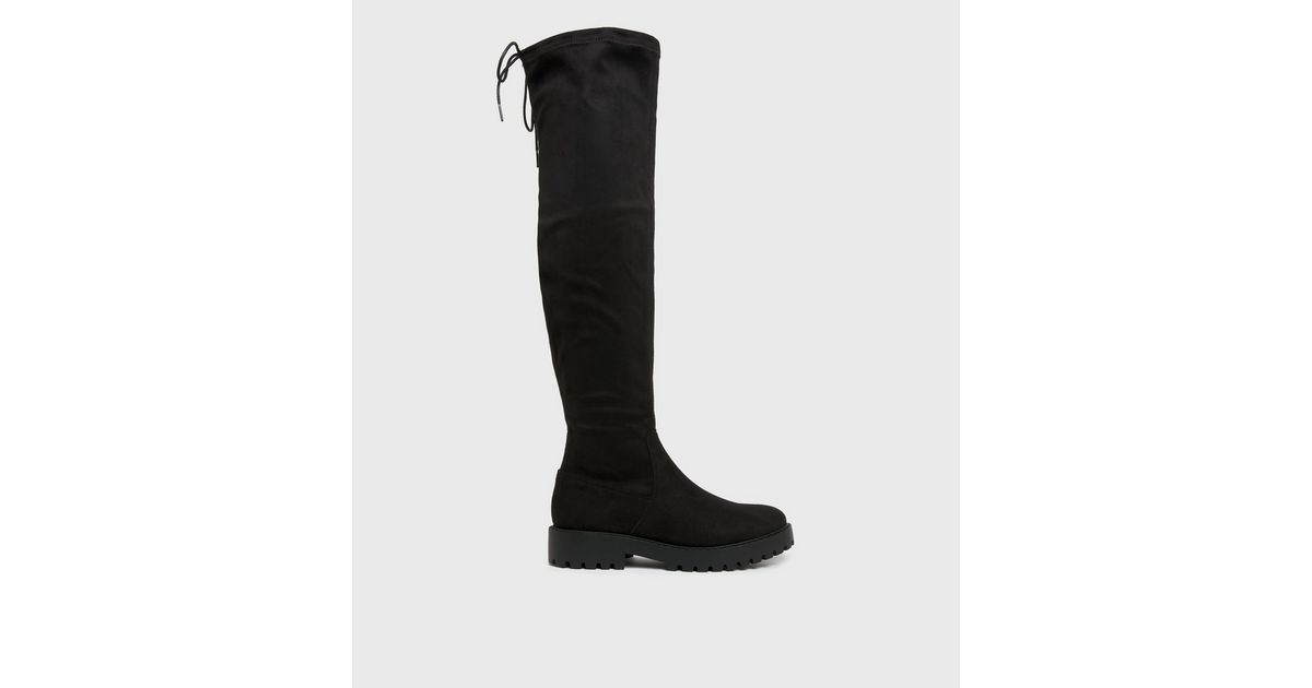 Black Suedette Chunky Over the Knee Boots
						
						Add to Saved Items
						Remove from Saved... | New Look (UK)