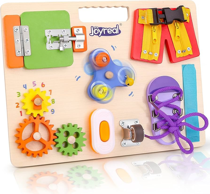 Joyreal Wooden Busy Board for Toddlers - Montessori Toys Sensory Activity Board Toys Toddler Trav... | Amazon (CA)