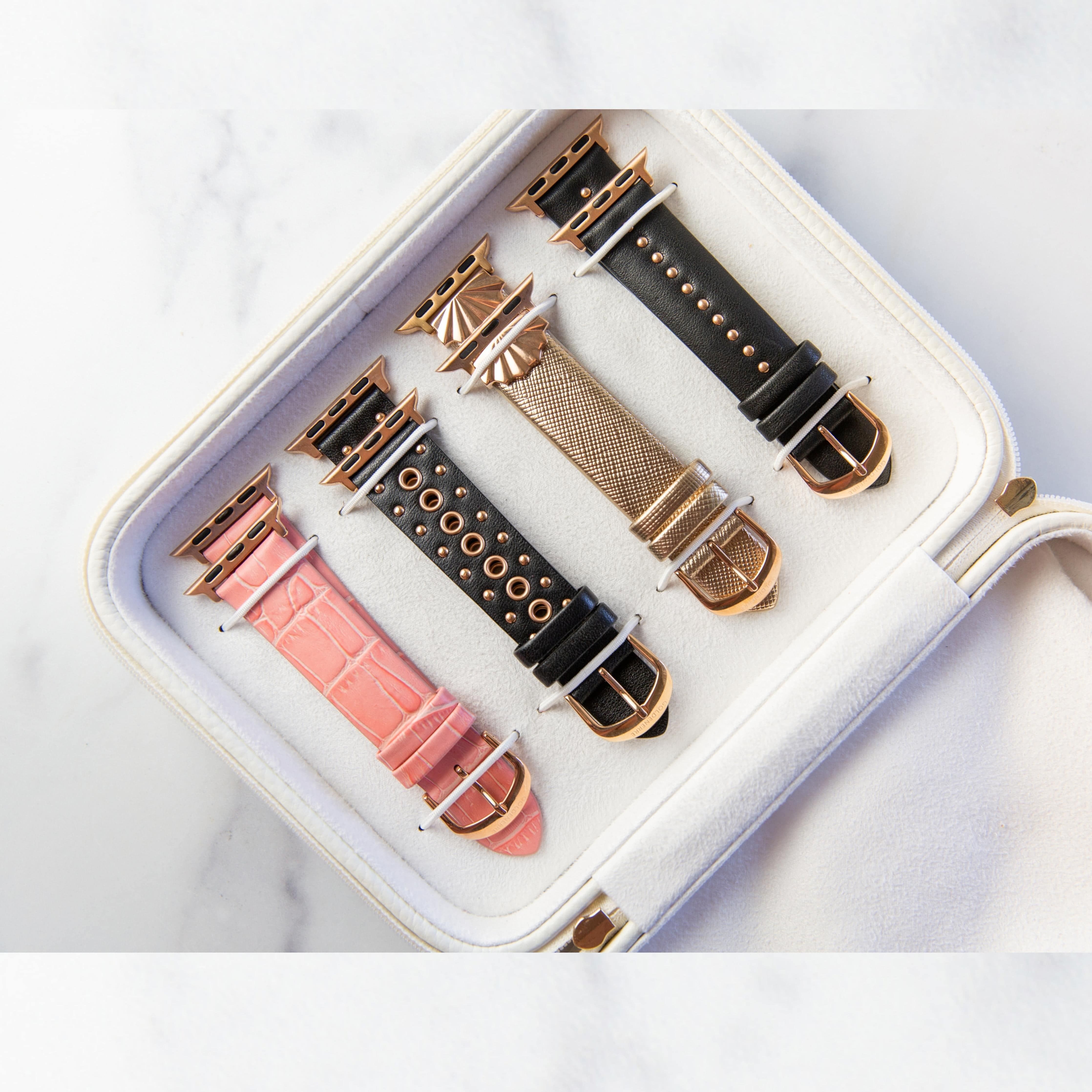 Luxe Leather Jewelry & Watch Band Case | Goldenerre