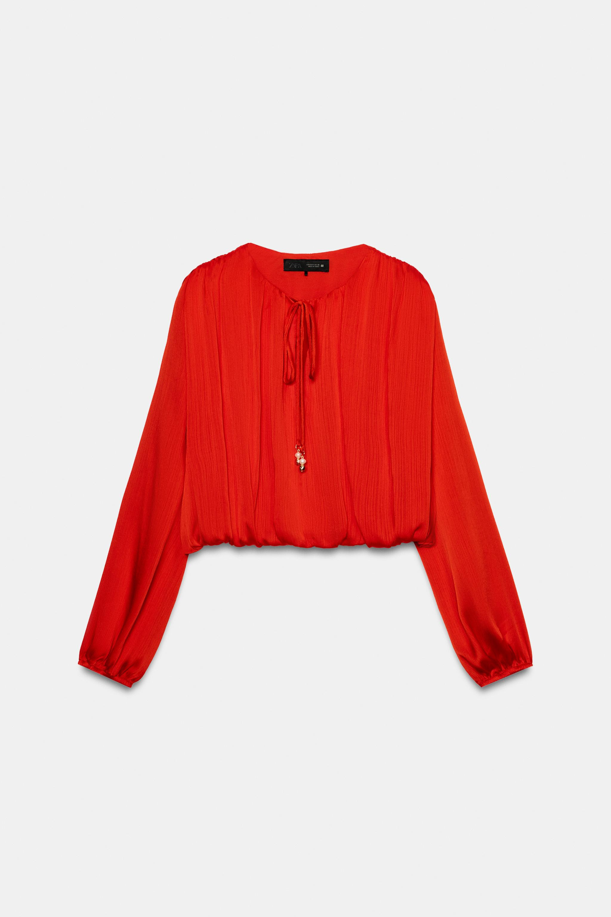 SATIN EFFECT BALLOON BLOUSE | Zara US