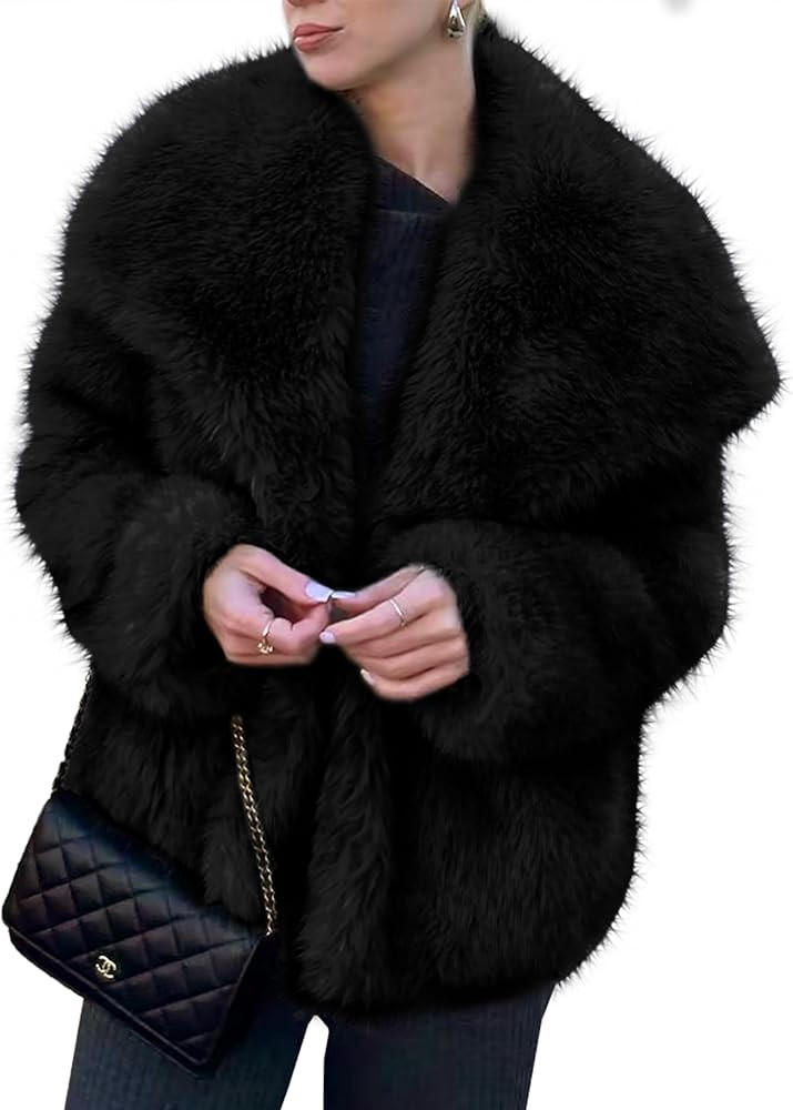 Simplee Womens Faux Fur Coat Long Sleeve Fluffy Lapel Shaggy Jacket Winter Casual Warm Fuzzy Shor... | Amazon (US)