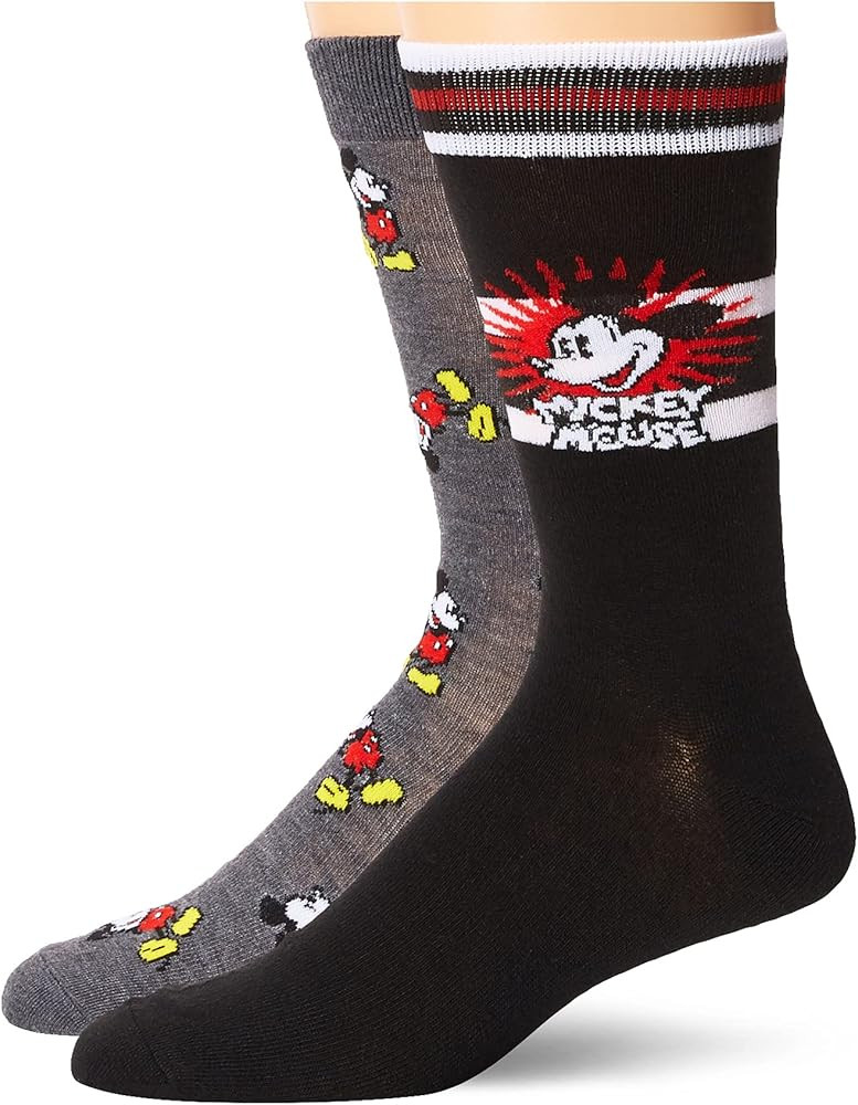 Disney Mickey Mouse Men's 2 Pack Crew Socks | Amazon (US)