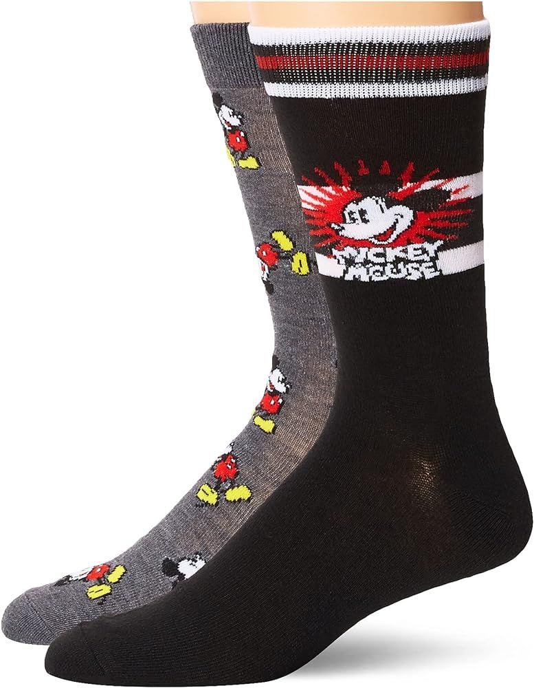 Disney Mickey Mouse Men's 2 Pack Crew Socks | Amazon (US)