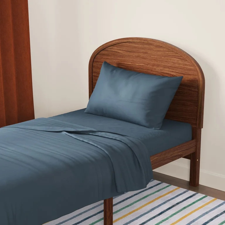 Mainstays Kids Microfiber Bed Sheet Set, Twin, Blue, 3 Pieces | Walmart (US)