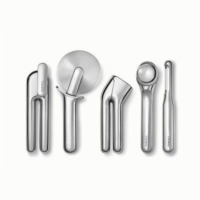 Caraway Home 6pc Kitchen Gadget Set: Stainless Steel Utensils, Includes Peeler, Pizza Cutter, Can Opener, Silver Holder | Target