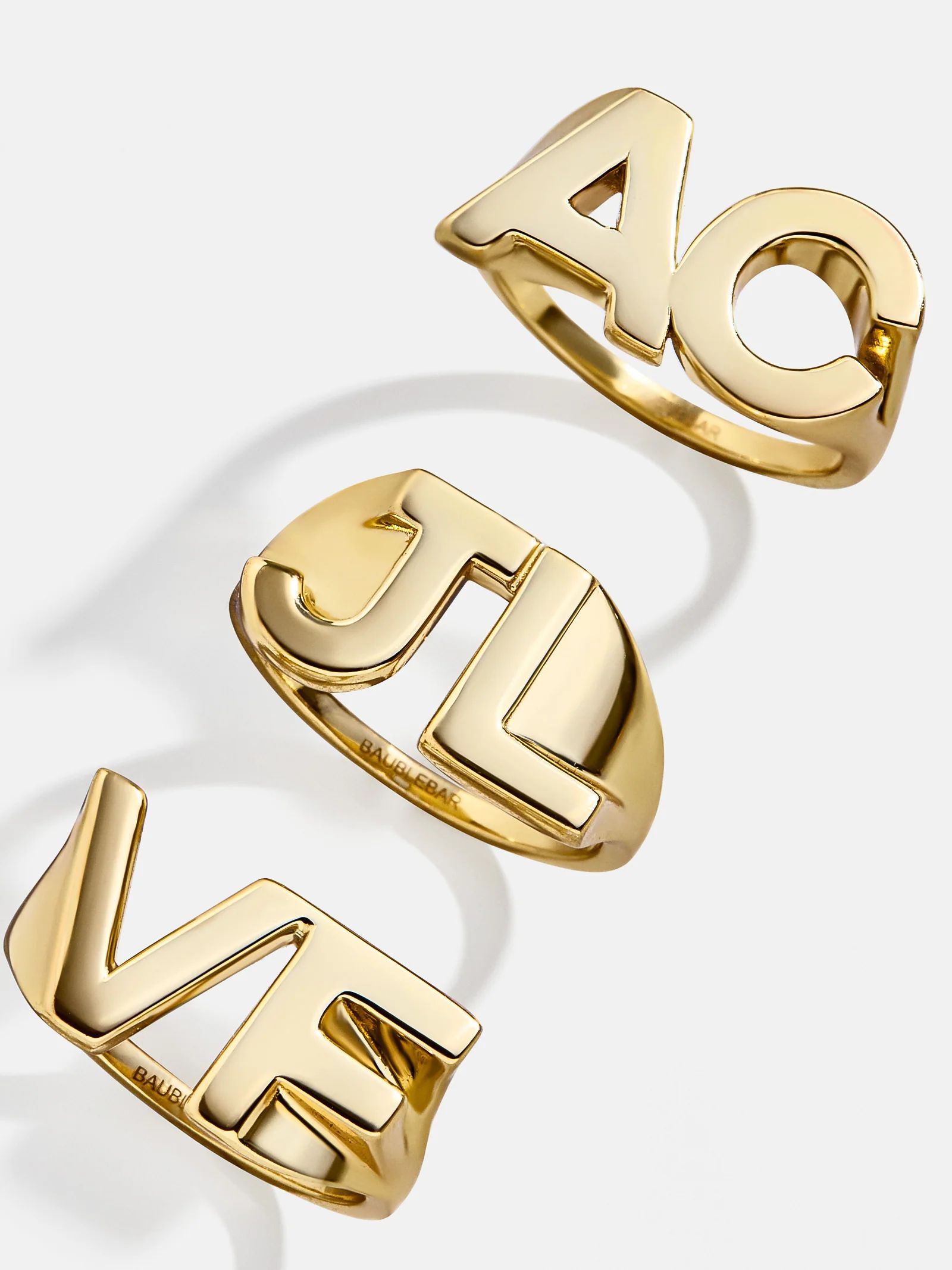 18K Gold Double Initial Custom Block Ring - Gold | BaubleBar (US)
