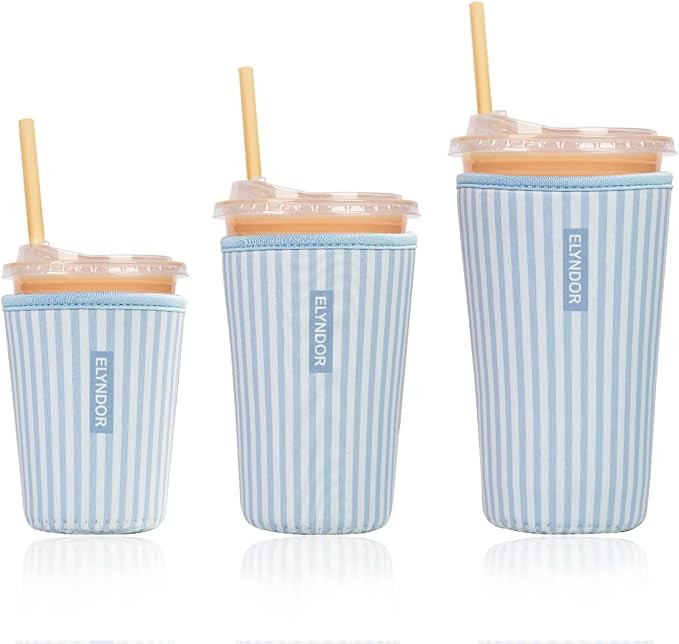 Reusable Insulated Sleeve for Iced Coffee Cup, 3-Pack Coffee Neoprene Drink Sleeve for Cold & Hot... | Amazon (US)