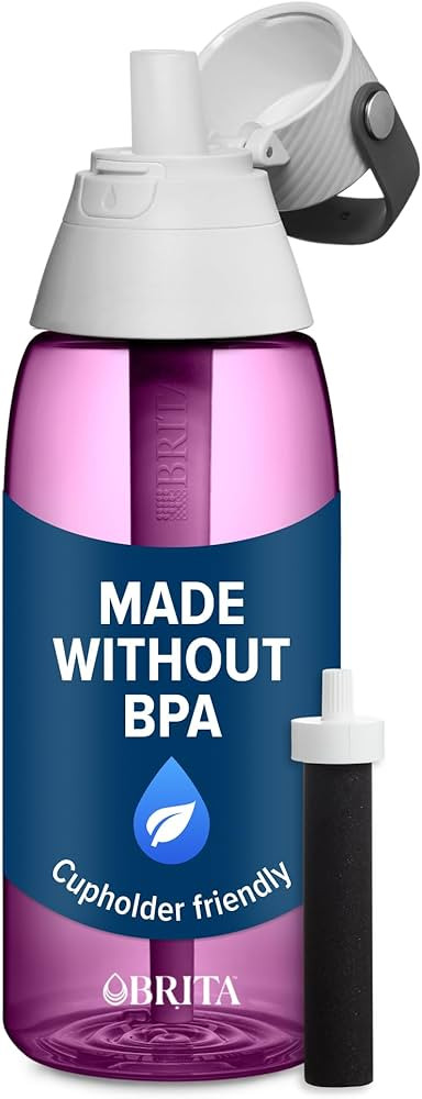 Brita Hard-Sided Plastic Premium Filtering Water Bottle, BPA-Free, Reusable, Replaces 300 Plastic... | Amazon (US)