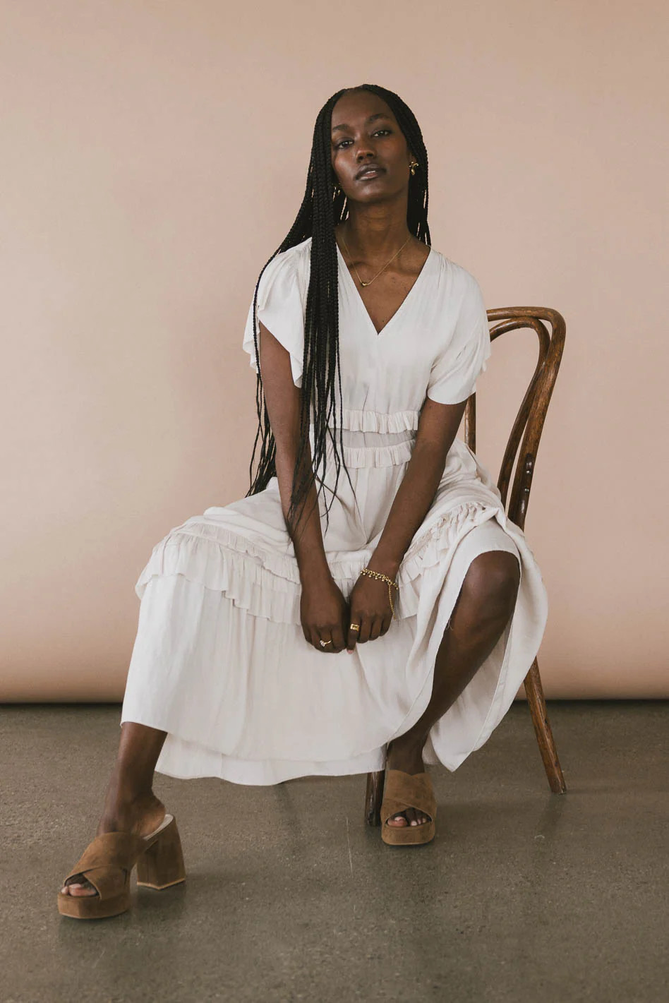 Willa Ruffle Dress in Ivory | Böhme US