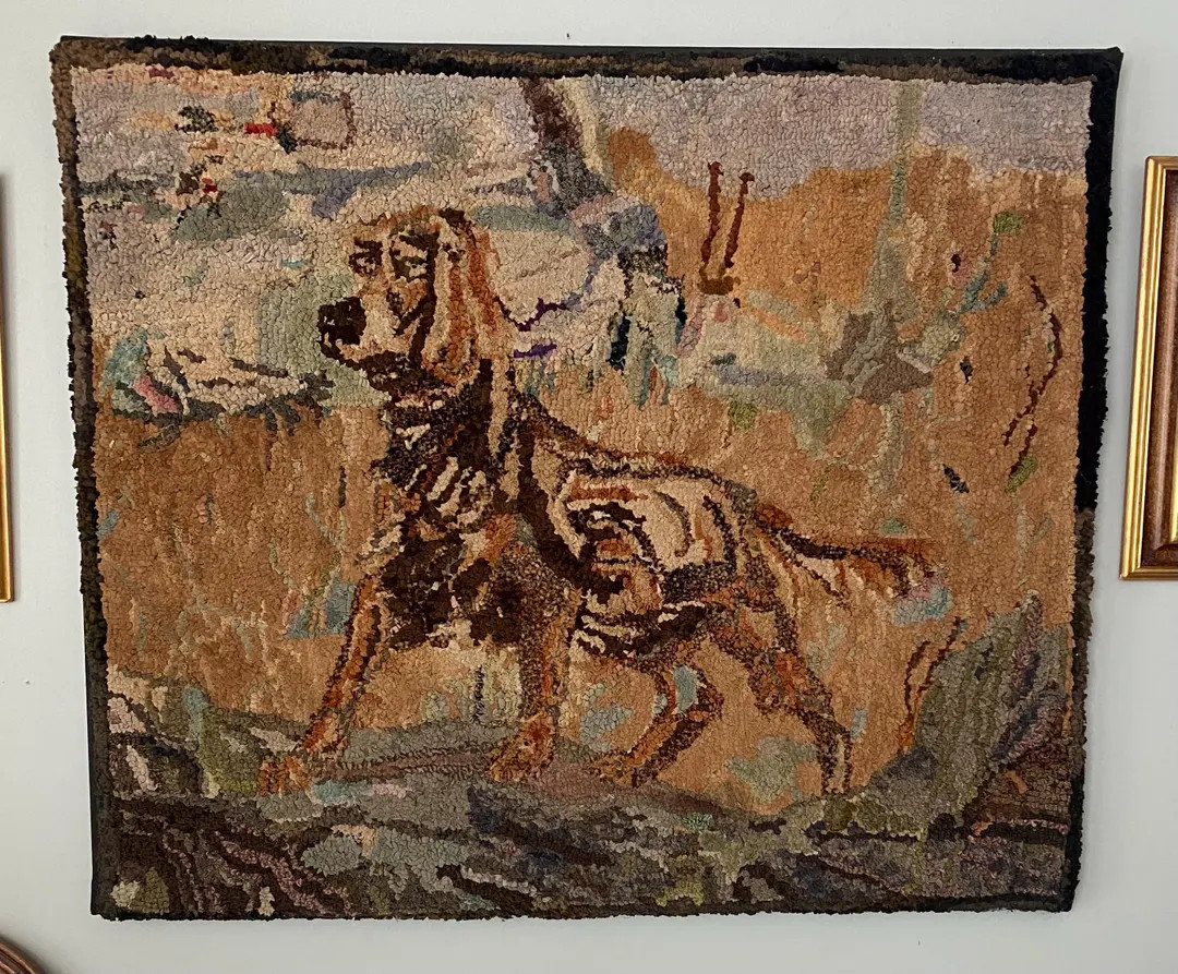 Vintage Hooked Rug of a Dog, Mounted | Etsy (US)