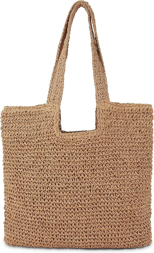 Straw Beach Tote Bag: Large Summer Boho Woven Bags - Rattan Handmade Shoulder Handbags for Women | Amazon (US)