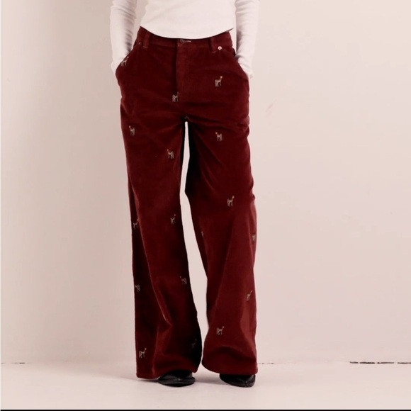 We The Free Free People FP Clifton Cord Wide Leg Jeans Rusty Red reindeer Sz 25 | Poshmark