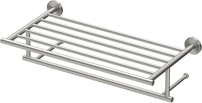 Gatco 1818SN Latitude II Towel Rack with Bar, Stainless Steel Wall Mounted Bathroom Hotel Style T... | Amazon (US)