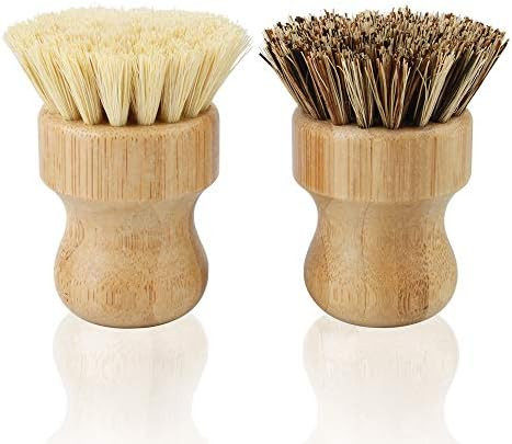 2 Pack Bamboo Dish Scrub Brush, Picowe Natural Scrub Cleaning Brush Vegetable Brush for Dishes Cast  | Amazon (US)