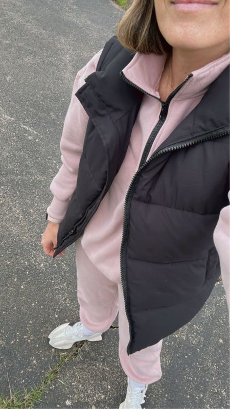 Sunday soccer outfit. Mom outfit. Casual chic. Spring outfit. Sweatset. Pink sweatshirt. Pink sweatpants. Amazon style. Amazon fashion. New balance sneakers. Puffer vest.

#LTKfindsunder50 #LTKmidsize #LTKstyletip