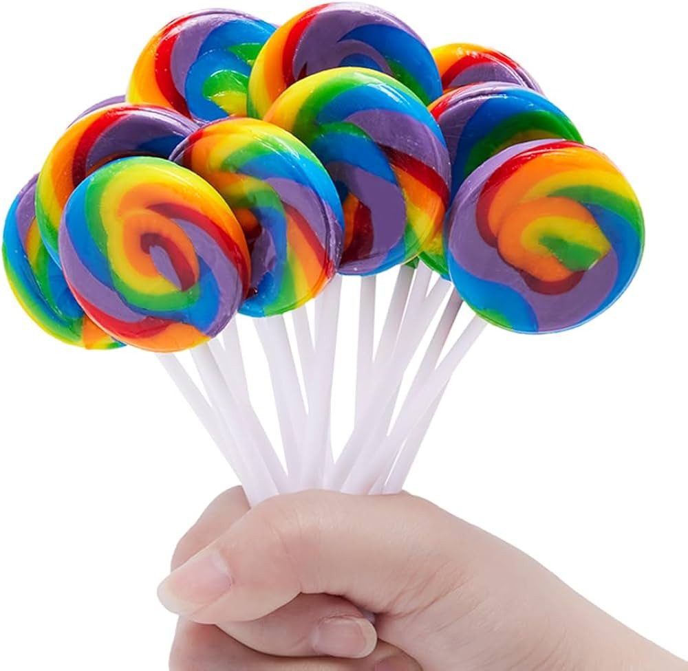 LIDATREE 1.5" Swirl Lollipop, Rainbow Lollipops Individually Wrapped Bulk 40 Pack, Kid's Lollipop... | Amazon (US)