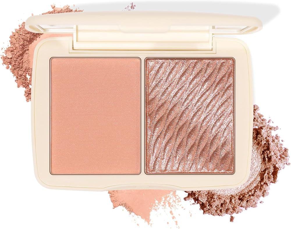 2-in-1 Blush & Highlighter Palette - Matte & Shimmer Face Makeup Duo, Highly Pigmented & Blendabl... | Amazon (US)