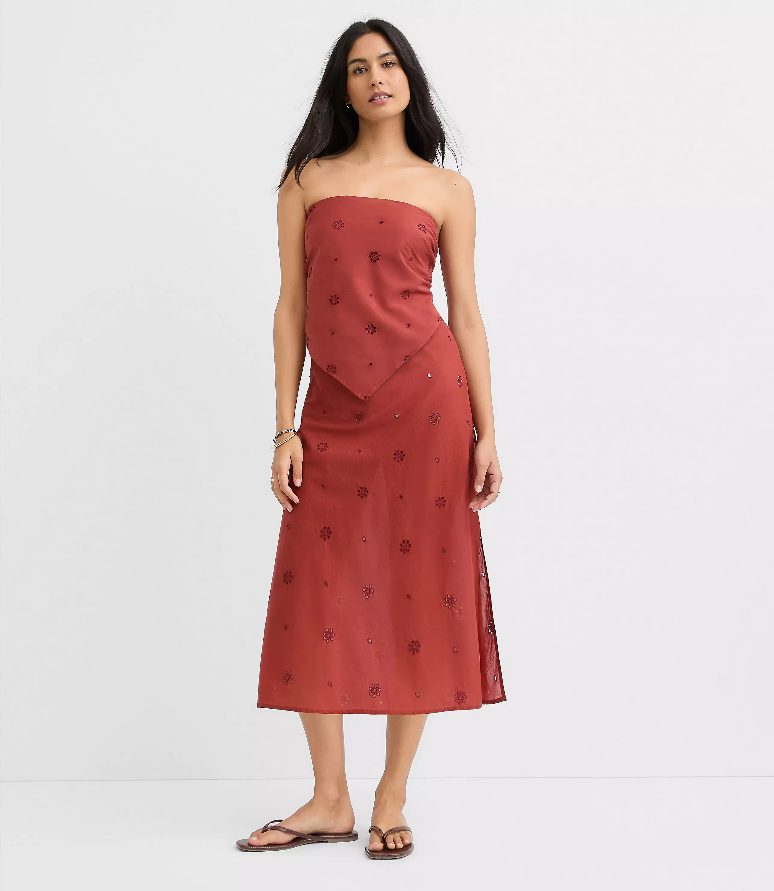 LOFT Beach Eyelet Midi Skirt | LOFT