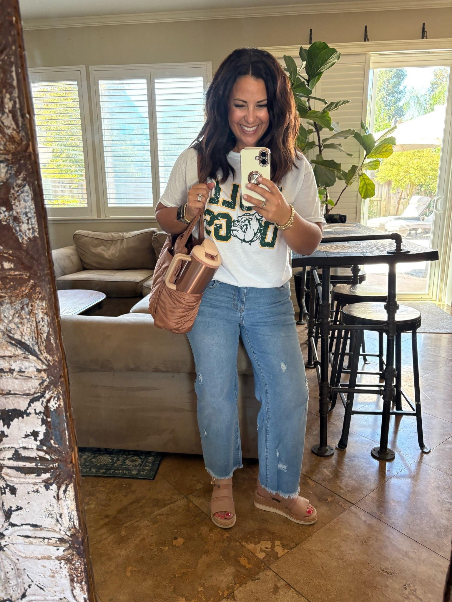 New $35 jeans that are actually petite-friendly 🙌🏼 I’m wearing a size 4 and love the relaxed straight-leg fit + cropped length on my 5’2” frame! Paired them with my new teacher tee, comfy sandals, and a $25 teacher tote that holds ALL the things. 💕

Affordable teacher outfit | petite-friendly jeans | straight-leg jeans | casual teacher style | teacher tote | back-to-school outfit