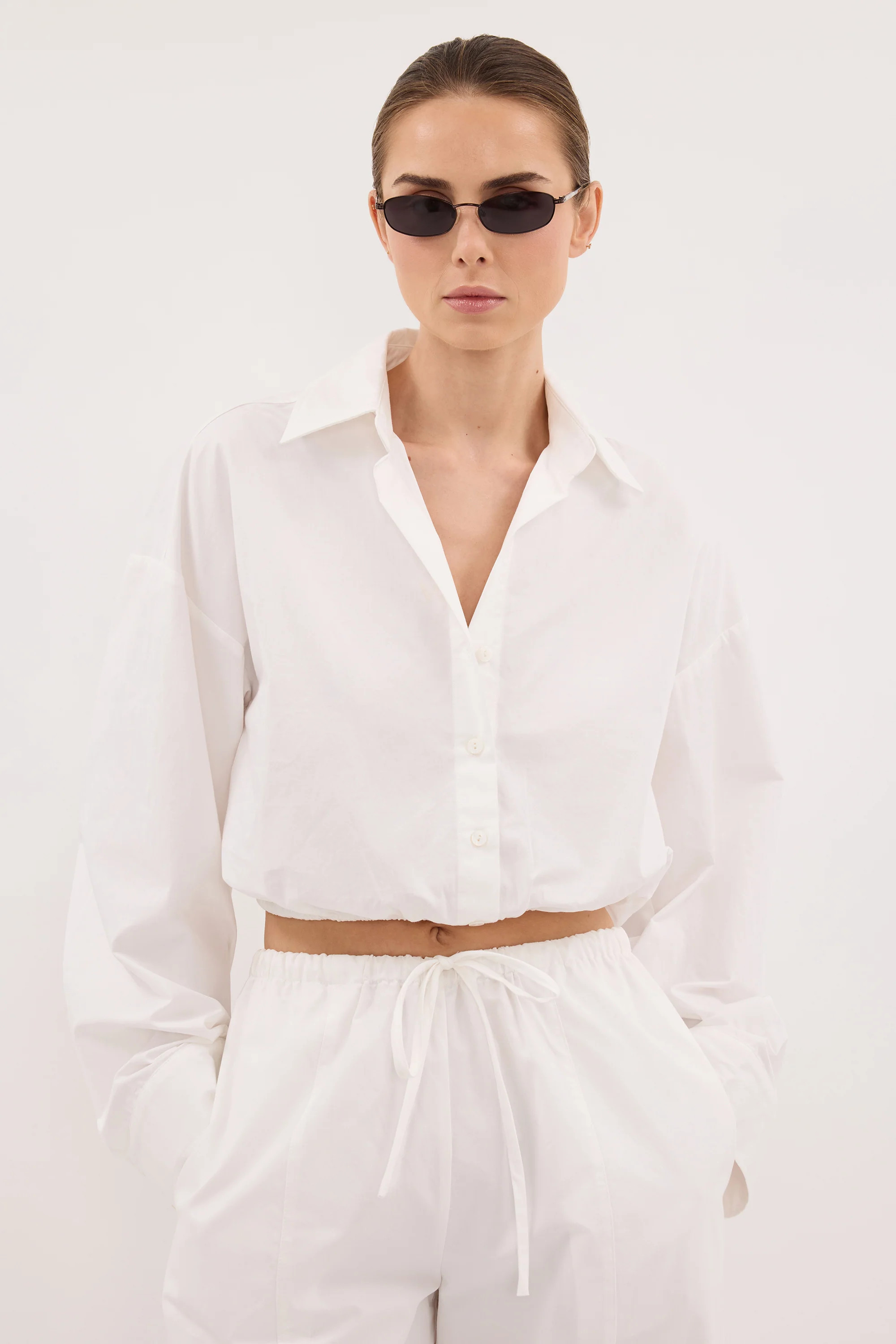 CALI WHITE POPLIN CROPPED SHIRT | DISSH