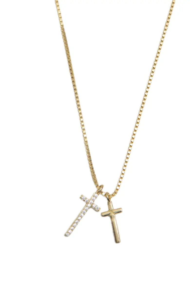 Argento Vivo Sterling Silver Double Pendant 18K Gold Plate Sterling Silver Necklace | Nordstrom | Nordstrom
