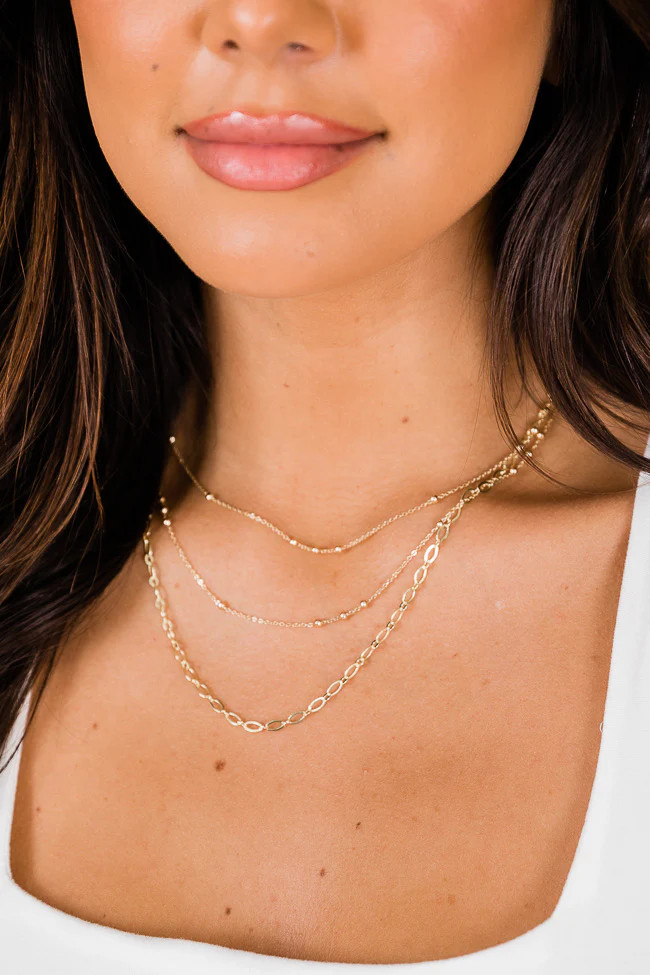 Gone Again Layered Gold Chain Necklace | Pink Lily