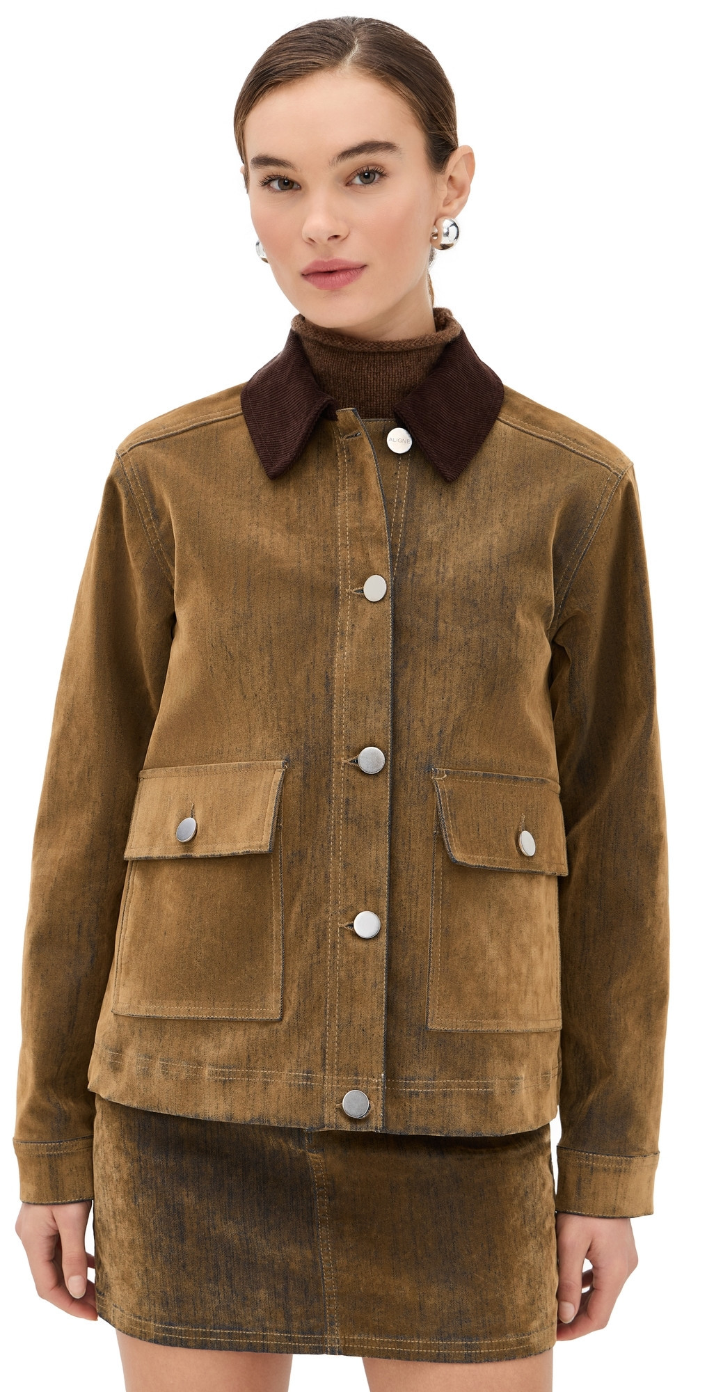 ALIGNE Bark Denim Flock Barn Jacket Sand M | Shopbop