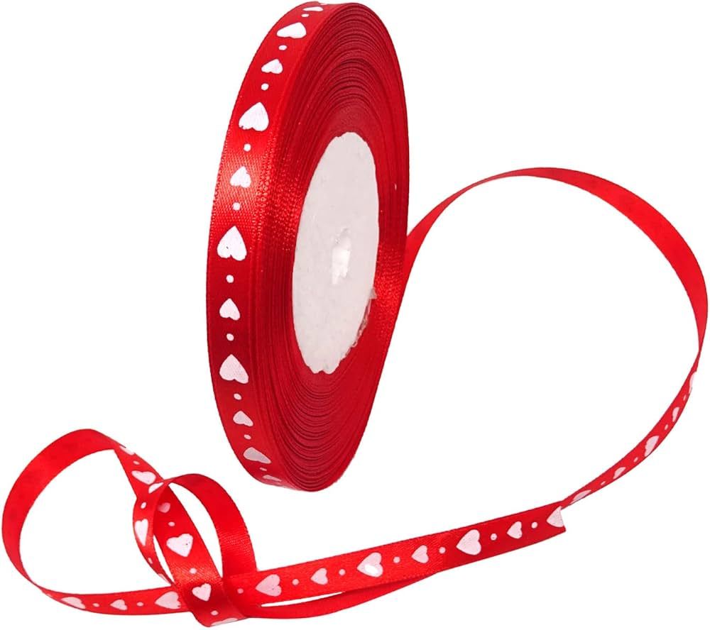 Honbay 50 Yards Red Love Heart Ribbon Valentine's Day Gifts Ribbon for Crafts Flowers Birthday We... | Amazon (CA)