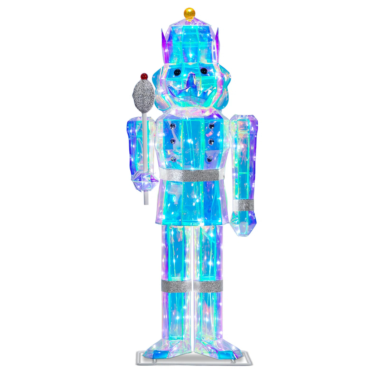 4FT Large Light-Up Giant Nutcracker Christmas Decor, Prismatic Iridescent Nutcracker Outdoor Sold... | Wayfair North America