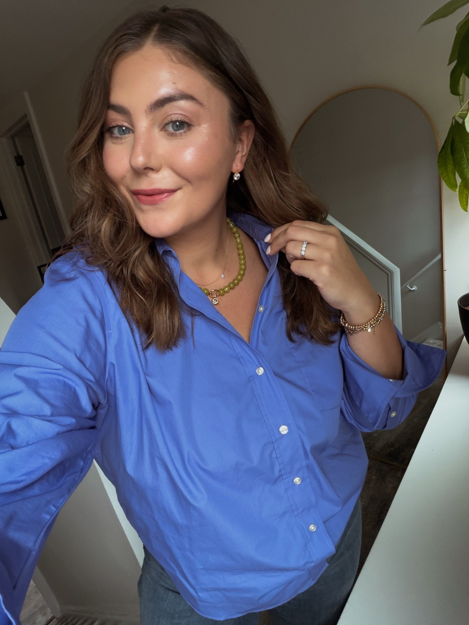 Wearing size XL in Gap button down & 16Plus in jeans - use CARALYN15 at Good American. Lip shade is sandwash pink

#LTKootd #LTKSeasonal #LTKPlusSize
