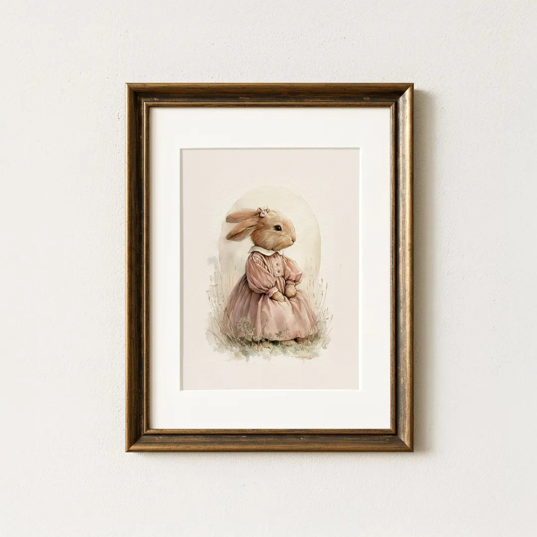 Digital Download | Vintage | Animal | Nursery Art | Bunny Watercolor - Etsy | Etsy (US)