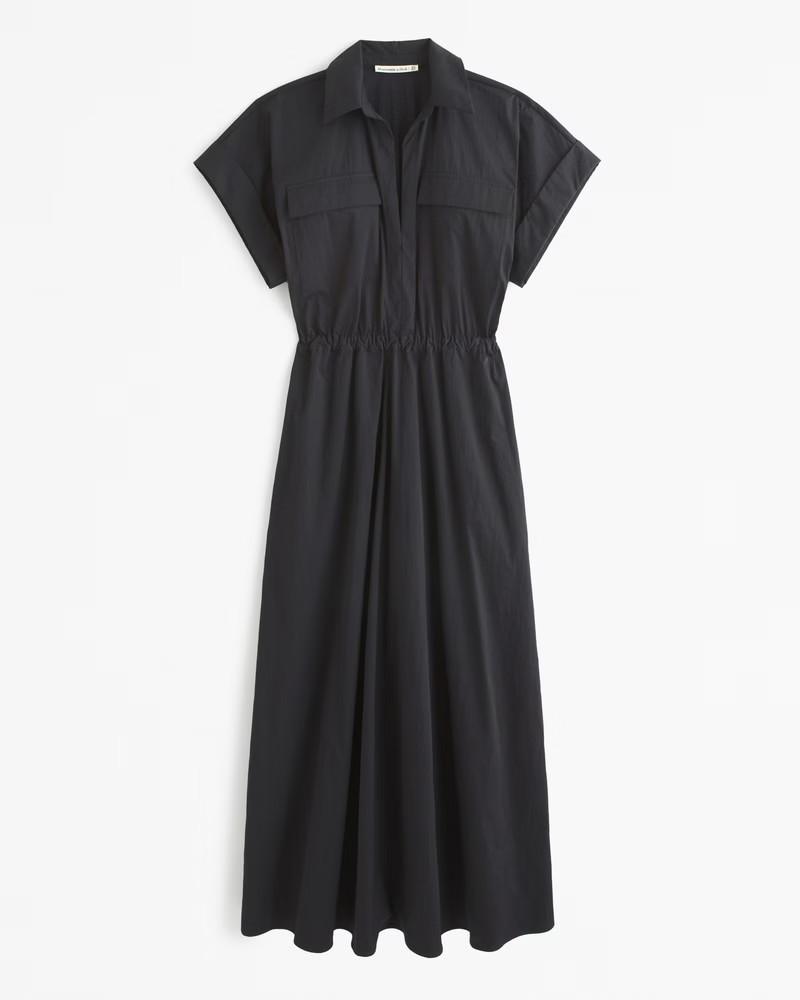 Abercrombie & Fitch Women's Utility Maxi Shirt Dress in Black - Size XS | Abercrombie & Fitch (US)