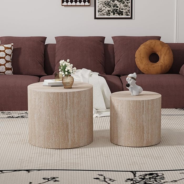 Nesting Coffee Table Set of 2, Mid Century Circular Modern Round Coffee Table with Non-Slip Feet,... | Amazon (CA)