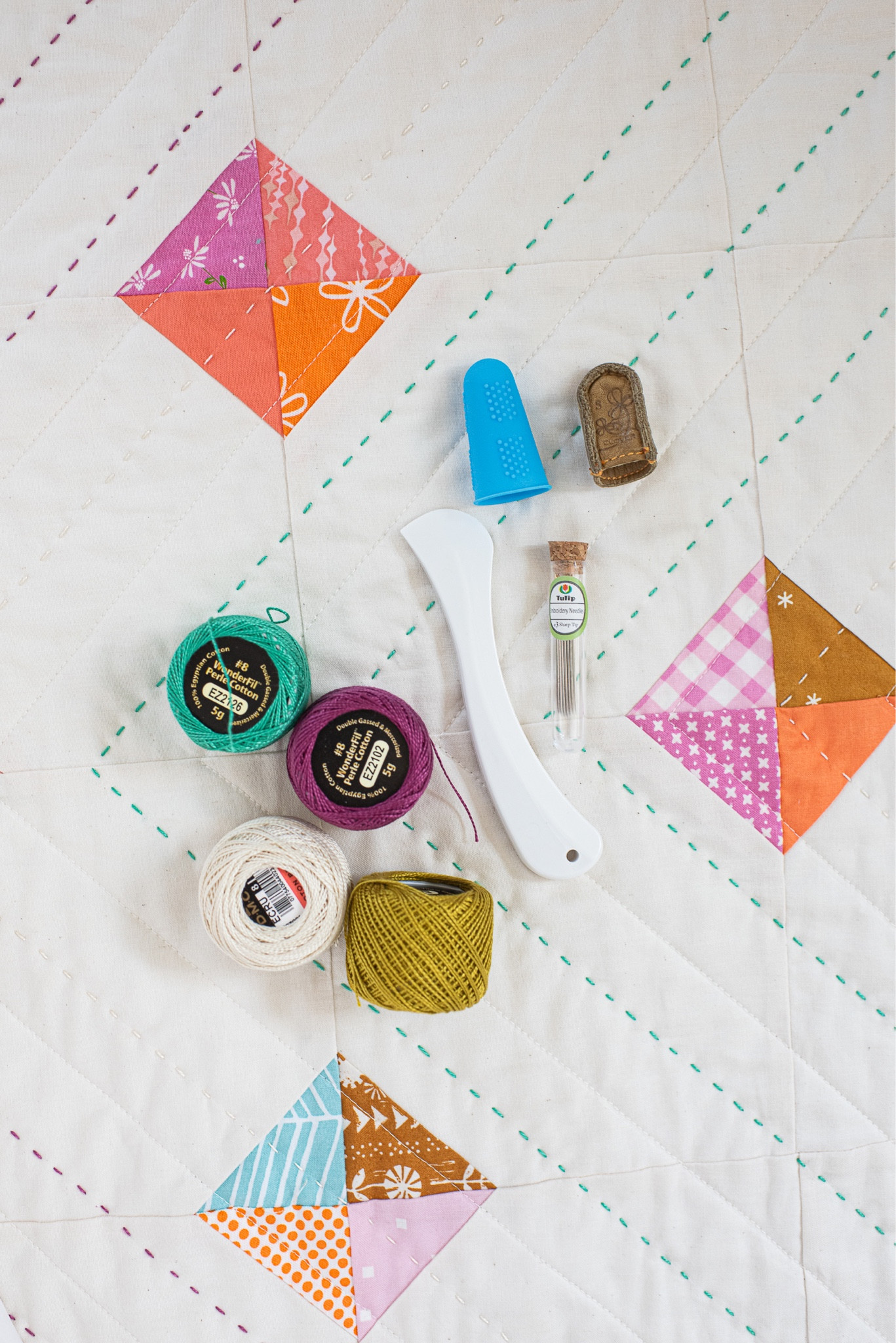 All the hand quilting supplies you need.  😊