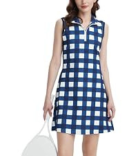 Ladyful Gingham Tennis Mini Dress for Women Sleeveless Mock Neck Polo Athletic Workout Golf Shift... | Amazon (US)