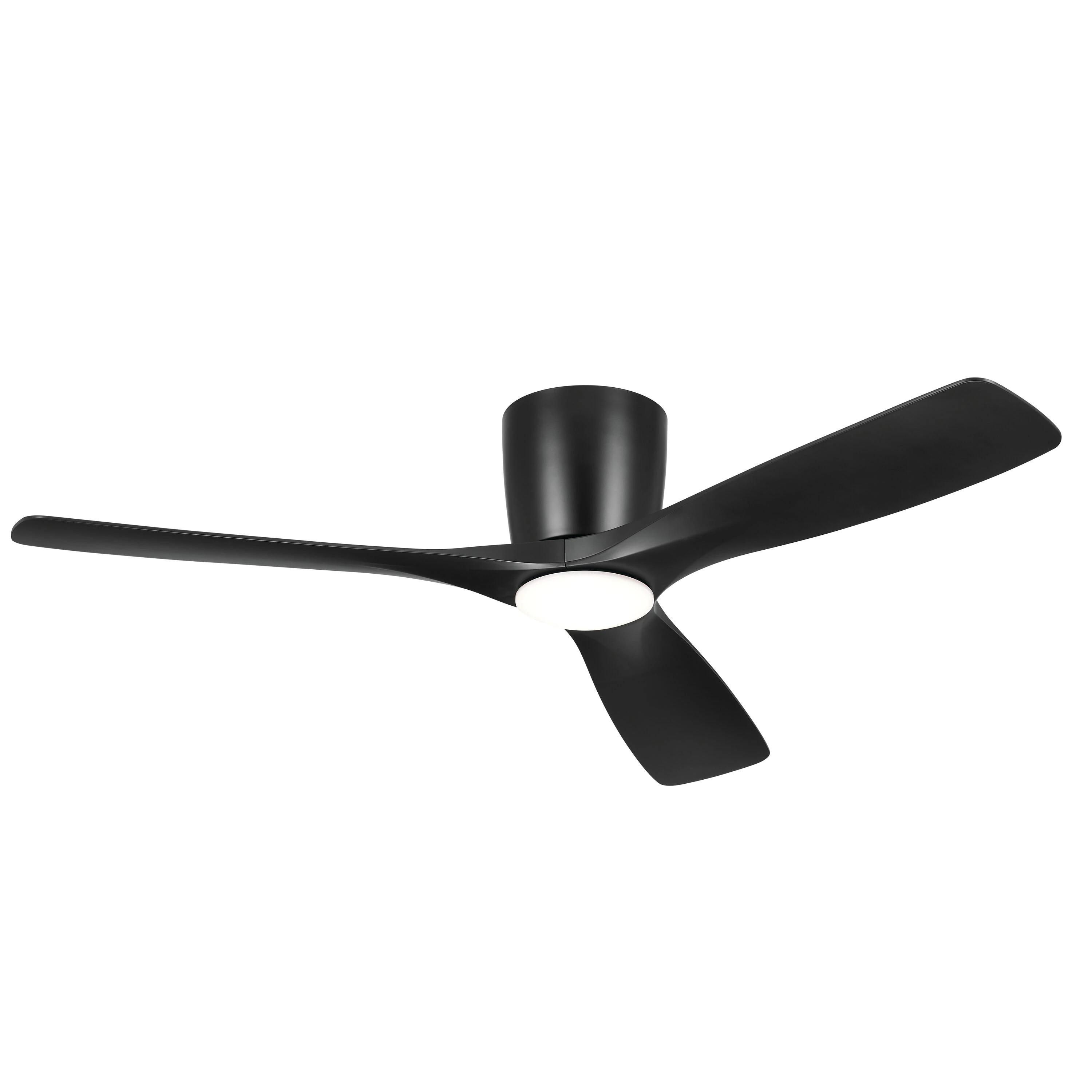 Kichler Volos 54-in Satin Black with Satin Black Blades LED Flush Mount Ceiling Fan With Light and Wall Control Included 3 -Blade one_size | 300154SBK | Lowe's