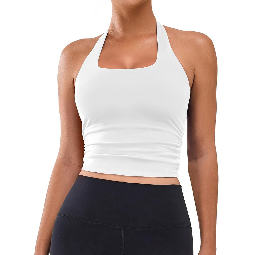 BMJL Womens Halter Built in Bra Workout Sports Tank Tops Summer Trendy Backless Going Out Clothin... | Amazon (US)