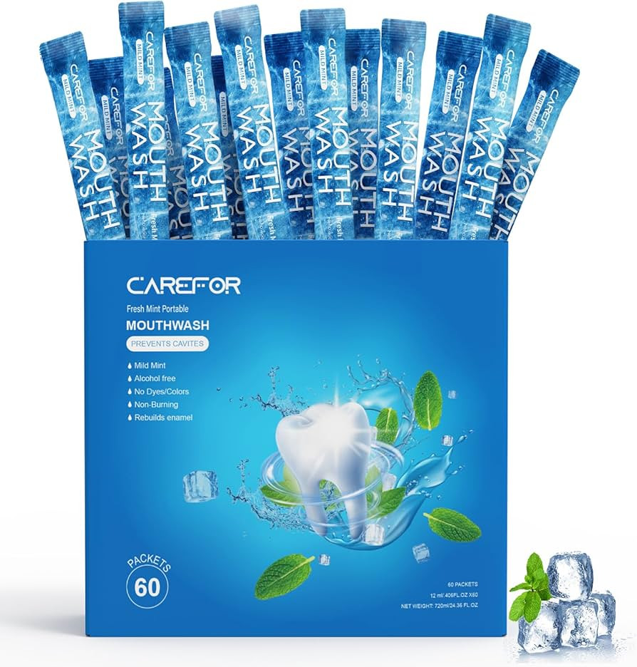 Mouthwash Travel Size, Portable Fresh Breath Mouthwash, Alcohol-Free, ICY Mint Flavor, Mini Pack ... | Amazon (US)