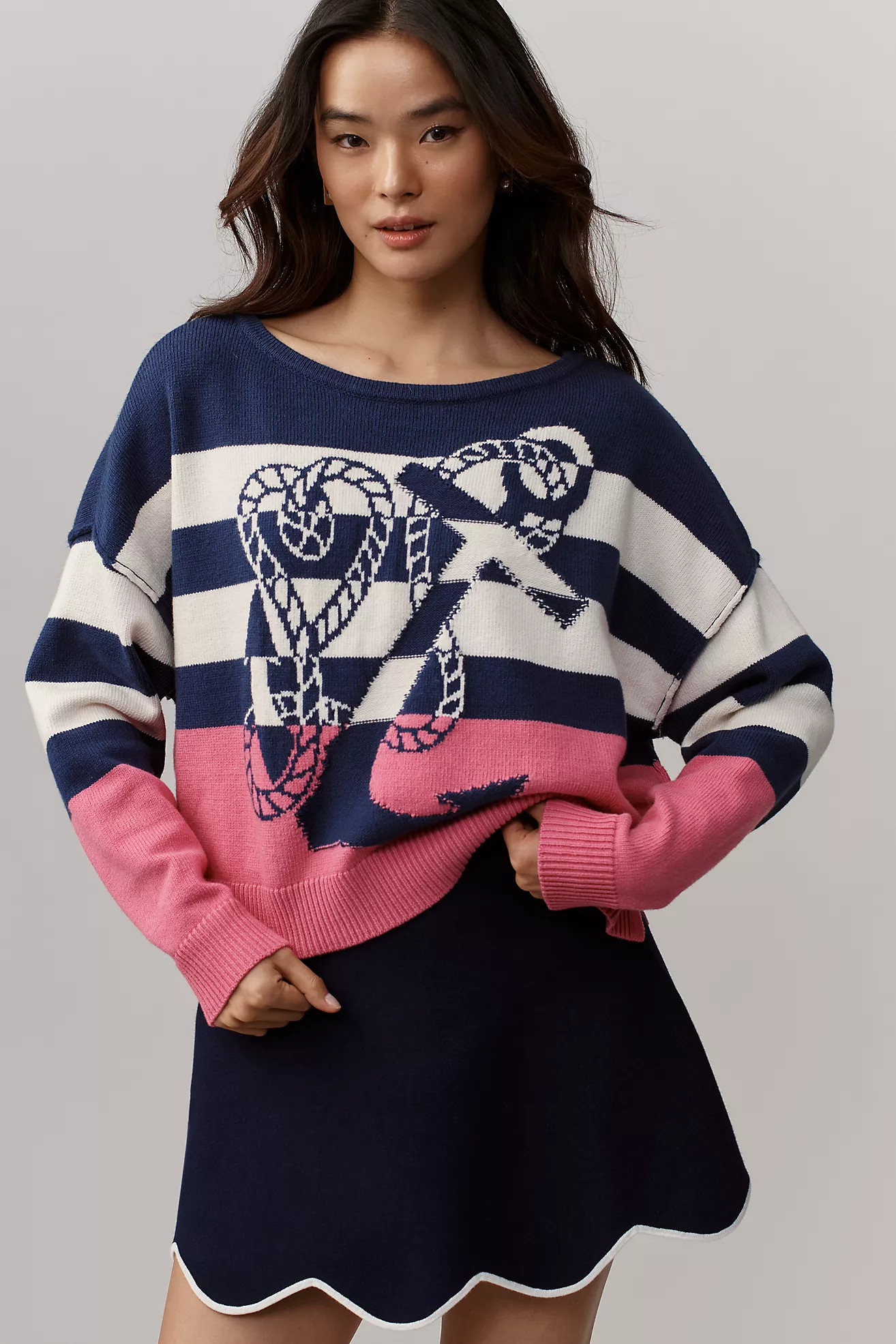 Maeve Boat-Neck Nautical Icon Sweater | Anthropologie (US)