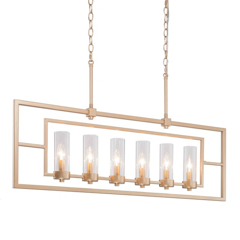 Paulina 6 - Light Kitchen Island Square/Rectangle Chandelier | Wayfair Professional
