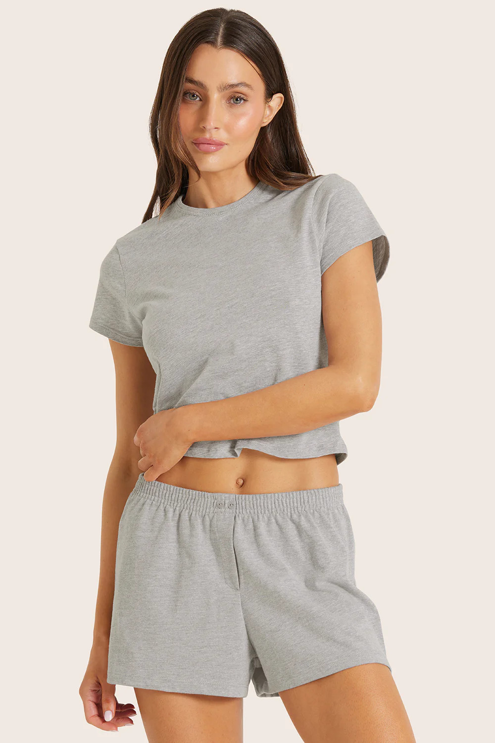 CLASSIC COTTON DAILY LINNY TEE - FOG HEATHER GREY | SET Active