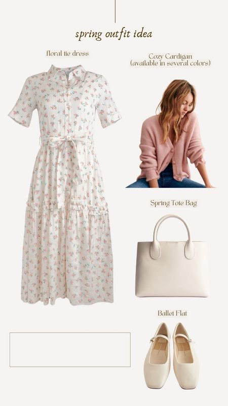Spring Outfit Idea - Floral dress - bump-friendly dress - Sezane cardigan - white bag 

#LTKstyletip
